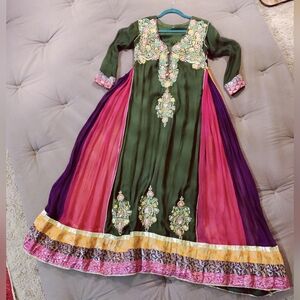 Indian Pakistani silk dress with wrap scarf